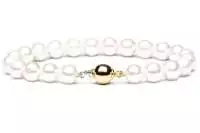 Klassisch-elegantes Perlenarmband weiß rund 7.5-8 mm, Verschluss 14K Weiß/Gelbgold, Gaura Pearls, Estland